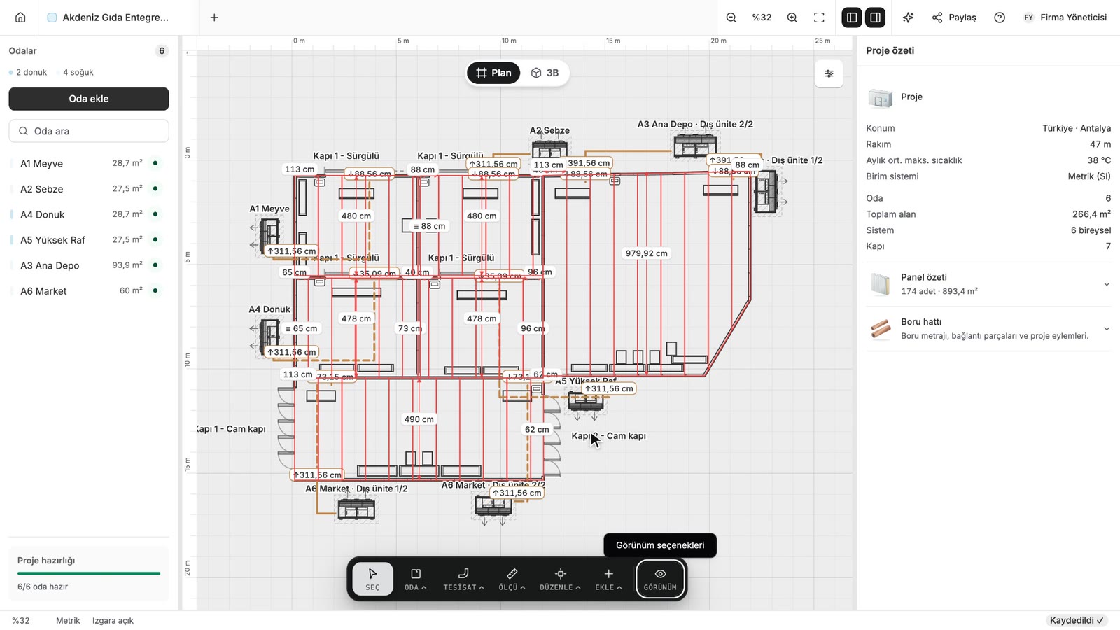 Coldsolve ceiling-panel layout