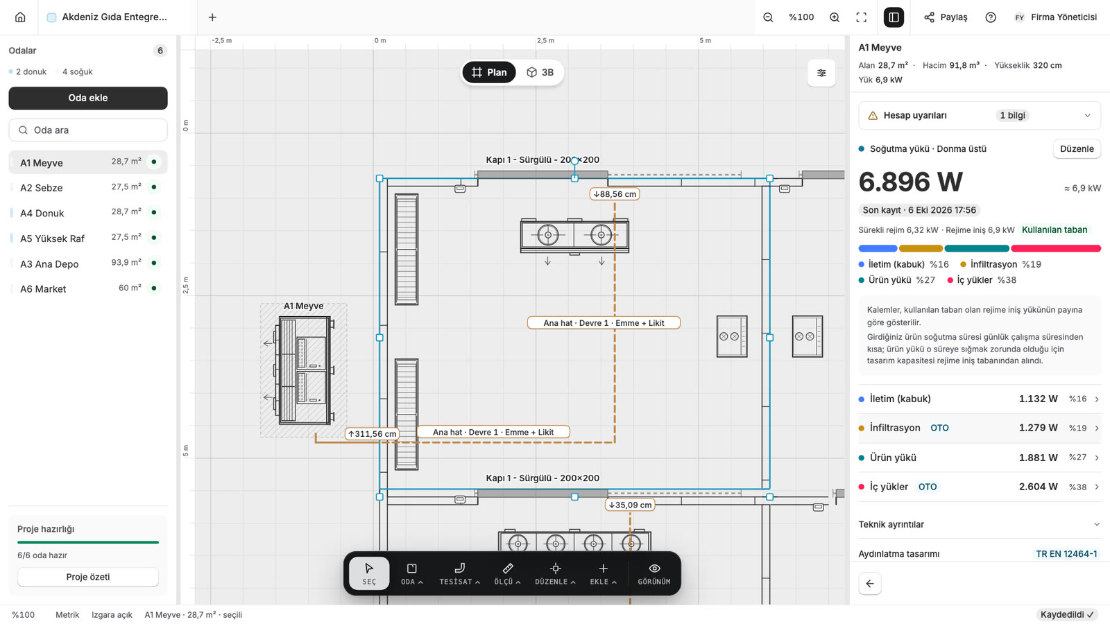 Coldsolve live cooling-load calculation